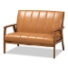 Baxton Studio Nikko Mid-century Modern Tan Faux Leather Upholstered and Walnut Brown finished Wood Loveseat