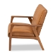 Baxton Studio Nikko Mid-century Modern Tan Faux Leather Upholstered and Walnut Brown finished Wood Loveseat - BSOBBT8011A2-Tan Loveseat