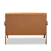 Baxton Studio Nikko Mid-century Modern Tan Faux Leather Upholstered and Walnut Brown finished Wood Loveseat - BSOBBT8011A2-Tan Loveseat