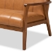 Baxton Studio Nikko Mid-century Modern Tan Faux Leather Upholstered and Walnut Brown finished Wood Loveseat - BSOBBT8011A2-Tan Loveseat