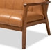 Baxton Studio Nikko Mid-century Modern Tan Faux Leather Upholstered and Walnut Brown finished Wood Loveseat - BSOBBT8011A2-Tan Loveseat