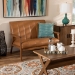 Baxton Studio Nikko Mid-century Modern Tan Faux Leather Upholstered and Walnut Brown finished Wood Loveseat - BSOBBT8011A2-Tan Loveseat