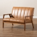 Baxton Studio Nikko Mid-century Modern Tan Faux Leather Upholstered and Walnut Brown finished Wood Loveseat - BSOBBT8011A2-Tan Loveseat