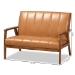 Baxton Studio Nikko Mid-century Modern Tan Faux Leather Upholstered and Walnut Brown finished Wood Loveseat - BSOBBT8011A2-Tan Loveseat