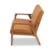 Baxton Studio Nikko Mid-century Modern Tan Faux Leather Upholstered and Walnut Brown finished Wood Sofa - BSOBBT8011A2-Tan Sofa