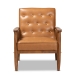 Baxton Studio Sorrento Mid-Century Modern Tan Faux Leather Upholstered and Walnut Brown Finished Wood Lounge Chair - BSOBBT8013-Tan Chair
