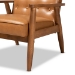 Baxton Studio Sorrento Mid-Century Modern Tan Faux Leather Upholstered and Walnut Brown Finished Wood Lounge Chair - BSOBBT8013-Tan Chair