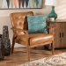 Baxton Studio Sorrento Mid-Century Modern Tan Faux Leather Upholstered and Walnut Brown Finished Wood Lounge Chair - BSOBBT8013-Tan Chair