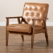 Baxton Studio Sorrento Mid-Century Modern Tan Faux Leather Upholstered and Walnut Brown Finished Wood Lounge Chair - BSOBBT8013-Tan Chair