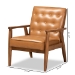 Baxton Studio Sorrento Mid-Century Modern Tan Faux Leather Upholstered and Walnut Brown Finished Wood Lounge Chair - BSOBBT8013-Tan Chair
