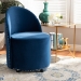 Baxton Studio Bethel Glam and Luxe Navy Blue Velvet Fabric Upholstered Rolling Accent Chair - BSOWS-52226-Navy Blue Velvet-CC