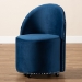 Baxton Studio Bethel Glam and Luxe Navy Blue Velvet Fabric Upholstered Rolling Accent Chair - BSOWS-52226-Navy Blue Velvet-CC