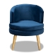 Baxton Studio Baptiste Glam and Luxe Navy Blue Velvet Fabric Upholstered and Gold Finished Wood Accent Chair - BSOWS-14056-Navy Blue Velvet/Gold-CC