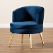 Baxton Studio Baptiste Glam and Luxe Navy Blue Velvet Fabric Upholstered and Gold Finished Wood Accent Chair - BSOWS-14056-Navy Blue Velvet/Gold-CC