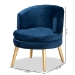 Baxton Studio Baptiste Glam and Luxe Navy Blue Velvet Fabric Upholstered and Gold Finished Wood Accent Chair - BSOWS-14056-Navy Blue Velvet/Gold-CC