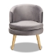 Baxton Studio Baptiste Glam and Luxe Grey Velvet Fabric Upholstered and Gold Finished Wood Accent Chair - BSOWS-14056-Grey Velvet/Gold-CC