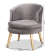 Baxton Studio Baptiste Glam and Luxe Grey Velvet Fabric Upholstered and Gold Finished Wood Accent Chair - BSOWS-14056-Grey Velvet/Gold-CC