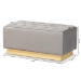 Baxton Studio Powell Glam and Luxe Grey Velvet Fabric Upholstered and Gold PU Leather Storage Ottoman - BSOWS-2019-Grey Velvet/Gold-Otto