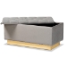 Baxton Studio Powell Glam and Luxe Grey Velvet Fabric Upholstered and Gold PU Leather Storage Ottoman - BSOWS-2019-Grey Velvet/Gold-Otto