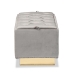 Baxton Studio Powell Glam and Luxe Grey Velvet Fabric Upholstered and Gold PU Leather Storage Ottoman - BSOWS-2019-Grey Velvet/Gold-Otto