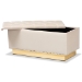 Baxton Studio Powell Glam and Luxe Beige Velvet Fabric Upholstered and Gold PU Leather Storage Ottoman - BSOWS-2019-Beige Velvet/Gold-Otto