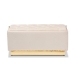Baxton Studio Powell Glam and Luxe Beige Velvet Fabric Upholstered and Gold PU Leather Storage Ottoman - BSOWS-2019-Beige Velvet/Gold-Otto