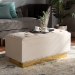 Baxton Studio Powell Glam and Luxe Beige Velvet Fabric Upholstered and Gold PU Leather Storage Ottoman - BSOWS-2019-Beige Velvet/Gold-Otto