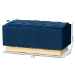 Baxton Studio Powell Glam and Luxe Navy Blue Velvet Fabric Upholstered and Gold PU Leather Storage Ottoman - BSOWS-2019-Navy Blue Velvet/Gold-Otto