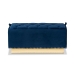 Baxton Studio Powell Glam and Luxe Navy Blue Velvet Fabric Upholstered and Gold PU Leather Storage Ottoman - BSOWS-2019-Navy Blue Velvet/Gold-Otto