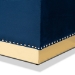 Baxton Studio Powell Glam and Luxe Navy Blue Velvet Fabric Upholstered and Gold PU Leather Storage Ottoman - BSOWS-2019-Navy Blue Velvet/Gold-Otto