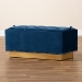 Baxton Studio Powell Glam and Luxe Navy Blue Velvet Fabric Upholstered and Gold PU Leather Storage Ottoman - BSOWS-2019-Navy Blue Velvet/Gold-Otto