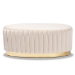 Baxton Studio Kirana Glam and Luxe Beige Velvet Fabric Upholstered and Gold PU Leather Ottoman - BSOWS-20352-Beige Velvet/Gold-Otto