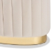 Baxton Studio Kirana Glam and Luxe Beige Velvet Fabric Upholstered and Gold PU Leather Ottoman - BSOWS-20352-Beige Velvet/Gold-Otto