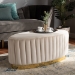 Baxton Studio Kirana Glam and Luxe Beige Velvet Fabric Upholstered and Gold PU Leather Ottoman - BSOWS-20352-Beige Velvet/Gold-Otto