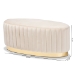 Baxton Studio Kirana Glam and Luxe Beige Velvet Fabric Upholstered and Gold PU Leather Ottoman - BSOWS-20352-Beige Velvet/Gold-Otto