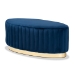 Baxton Studio Kirana Glam and Luxe Navy Blue Velvet Fabric Upholstered and Gold PU Leather Ottoman