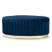 Baxton Studio Kirana Glam and Luxe Navy Blue Velvet Fabric Upholstered and Gold PU Leather Ottoman - BSOWS-20352-Navy Blue Velvet/Gold-Otto