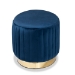 Baxton Studio Kirana Glam and Luxe Navy Blue Velvet Fabric Upholstered and Gold PU Leather Ottoman - BSOWS-20352-Navy Blue Velvet/Gold-Otto