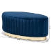 Baxton Studio Kirana Glam and Luxe Navy Blue Velvet Fabric Upholstered and Gold PU Leather Ottoman - BSOWS-20352-Navy Blue Velvet/Gold-Otto