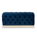 Baxton Studio Corrine Glam and Luxe Navy Blue Velvet Fabric Upholstered and Gold PU Leather Ottoman - BSOWS-4228-Navy Blue Velvet/Gold-Otto
