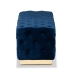 Baxton Studio Corrine Glam and Luxe Navy Blue Velvet Fabric Upholstered and Gold PU Leather Ottoman - BSOWS-4228-Navy Blue Velvet/Gold-Otto