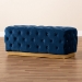 Baxton Studio Corrine Glam and Luxe Navy Blue Velvet Fabric Upholstered and Gold PU Leather Ottoman - BSOWS-4228-Navy Blue Velvet/Gold-Otto