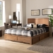 Baxton Studio Aras Modern and Contemporary Transitional Ash Walnut Brown Finished Wood Full Size 3-Drawer Platform Storage Bed - BSOAras-Ash Walnut-Full