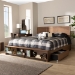 Baxton Studio Tamsin Modern Transitional Ash Walnut Brown Finished Wood King Size 4-Drawer Platform Storage Bed with Built-In Shelves - BSOTamsin-Ash Walnut-King