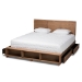 Baxton Studio Tamsin Modern Transitional Ash Walnut Brown Finished Wood King Size 4-Drawer Platform Storage Bed with Built-In Shelves - BSOTamsin-Ash Walnut-King