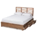 Baxton Studio Piera Modern and Contemporary Transitional Ash Walnut Brown Finished Wood Full Size 3-Drawer Platform Storage Bed - BSOPiera-Ash Walnut-Full