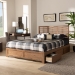 Baxton Studio Piera Modern and Contemporary Transitional Ash Walnut Brown Finished Wood Full Size 3-Drawer Platform Storage Bed - BSOPiera-Ash Walnut-Full