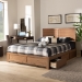 Baxton Studio Lisa Modern and Contemporary Transitional Ash Walnut Brown Finished Wood Full Size 3-Drawer Platform Storage Bed - BSOLisa-Ash Walnut-Full