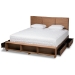 Baxton Studio Alba Modern Transitional Ash Walnut Brown Finished Wood King Size 4-Drawer Platform Storage Bed with Built-In Shelves - BSOAlba-Ash Walnut-King