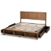 Baxton Studio Alba Modern Transitional Ash Walnut Brown Finished Wood King Size 4-Drawer Platform Storage Bed with Built-In Shelves - BSOAlba-Ash Walnut-King